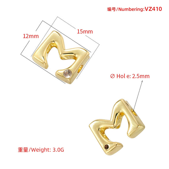 Wholesale Copper Beaded Jewelry With English Alphabet Pattern Electroplated Minimalist Bracelet Necklace Accessories
