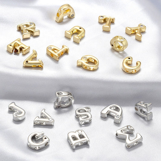 Wholesale Copper Beaded Jewelry With English Alphabet Pattern Electroplated Minimalist Bracelet Necklace Accessories