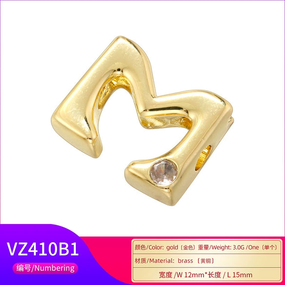 Wholesale Copper Beaded Jewelry With English Alphabet Pattern Electroplated Minimalist Bracelet Necklace Accessories