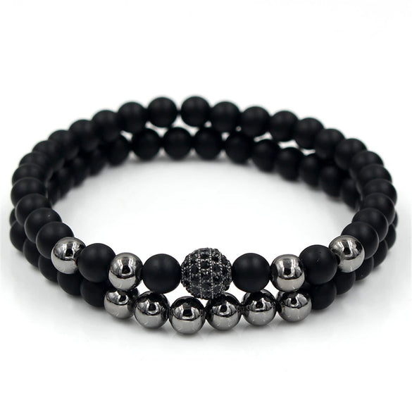 Wholesale Copper Beads Bracelet With Micropaved Zircon Crown Design Exaggerated Retro Style