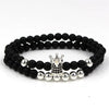 Wholesale Copper Beads Bracelet With Micropaved Zircon Crown Design Exaggerated Retro Style