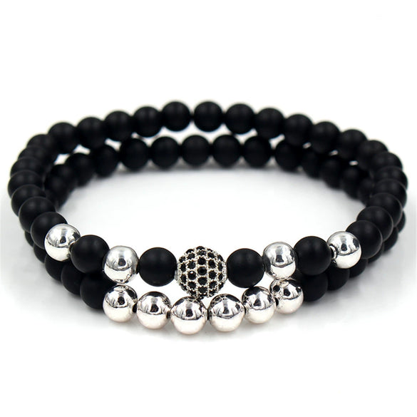 Wholesale Copper Beads Bracelet With Micropaved Zircon Crown Design Exaggerated Retro Style