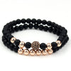 Wholesale Copper Beads Bracelet With Micropaved Zircon Crown Design Exaggerated Retro Style