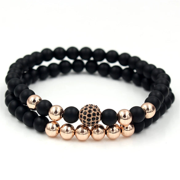 Wholesale Copper Beads Bracelet With Micropaved Zircon Crown Design Exaggerated Retro Style