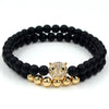 Wholesale Copper Beads Bracelet With Micropaved Zircon Crown Design Exaggerated Retro Style