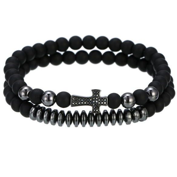 Wholesale Copper Beads Bracelet With Micropaved Zircon Crown Design Exaggerated Retro Style
