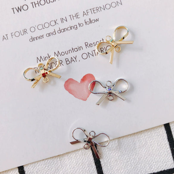 Wholesale Copper Bow Earrings With Electroplating Treatment Sweet Style For Girls