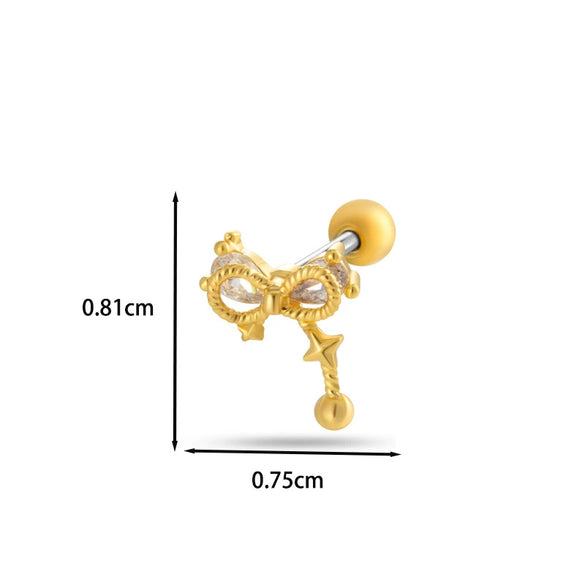 Wholesale Copper Bow Fashion Women's Cartilage Puncture Ear Bone Nail