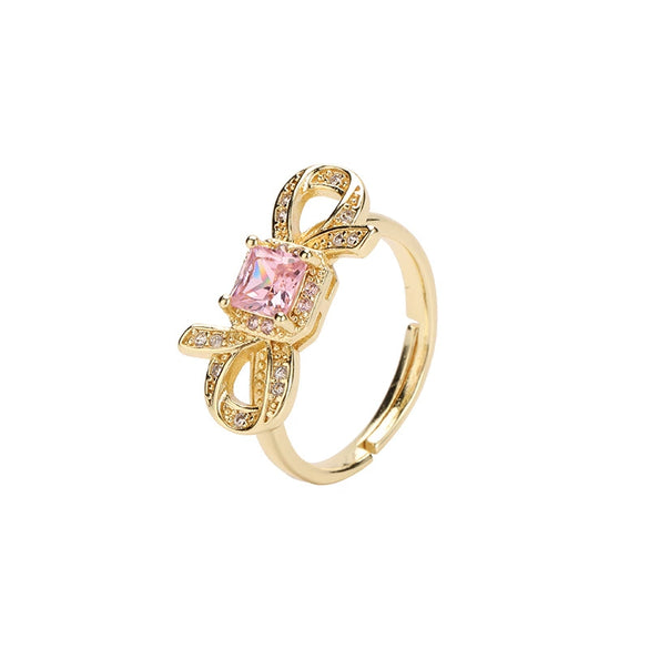 Wholesale Copper Bow Ring Electroplated For Women Retro Cute Style