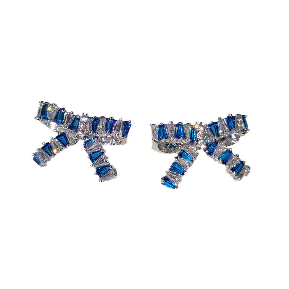 Wholesale Copper Bow Shape Electroplating Zircon Glitter Women's Earrings