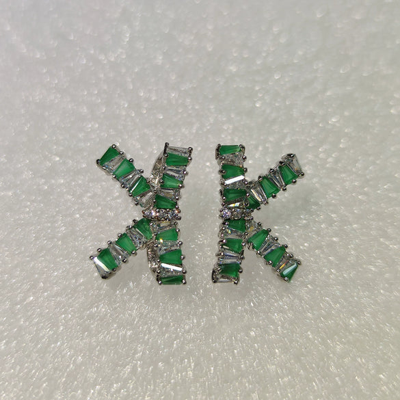 Wholesale Copper Bow Shape Electroplating Zircon Glitter Women's Earrings