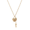 Wholesale Copper Bow Shaped Love Lock Necklace With Real Gold Plated Electroplating And Bamboo Chain