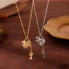 Wholesale Copper Bow Shaped Love Lock Necklace With Real Gold Plated Electroplating And Bamboo Chain