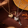 Wholesale Copper Bow Shaped Love Lock Necklace With Real Gold Plated Electroplating And Bamboo Chain
