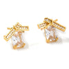 Wholesale Copper Bow Square Geometric Electroplated Earrings For Women