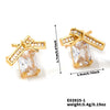 Wholesale Copper Bow Square Geometric Electroplated Earrings For Women