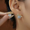 Wholesale Copper Bow Square Geometric Electroplated Earrings For Women
