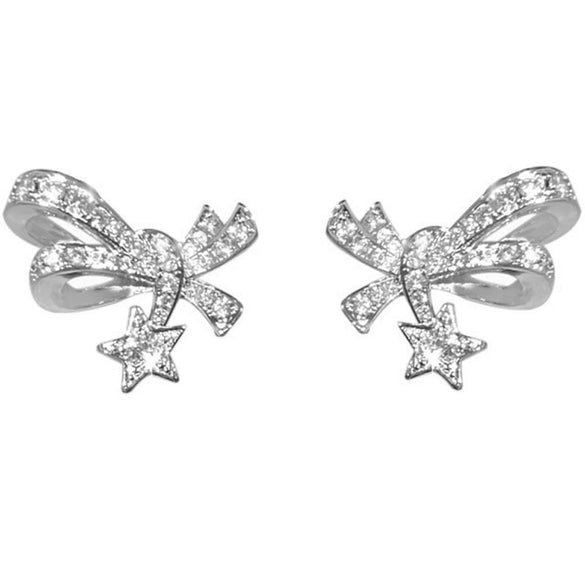 Wholesale Copper Bow Zircon Inlaid Women's Earrings