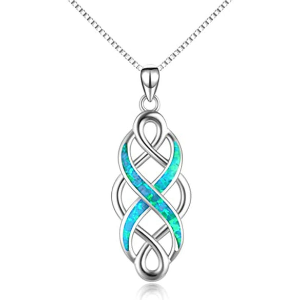 Wholesale Copper Box Chain Geometric Woven Celtic Knot Pendant Necklace With Wave Pattern Electroplated For Women
