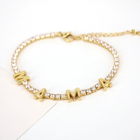 Wholesale Copper Bracelet With Micropaved Zircon And Styling Of Letters Numbers Text Jewelry For Women