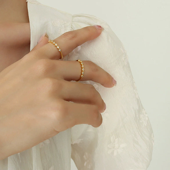 Wholesale Copper Brass Geometric Inlaid Zircon Open Women's Ring Fashionable Jewelry