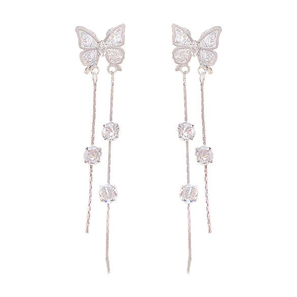 Wholesale Copper Butterfly Bow Zirconia Earrings For Women