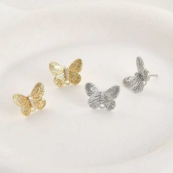 Wholesale Copper Butterfly Hanging Earrings Electroplated Handmade Ear Jewelry Accessories