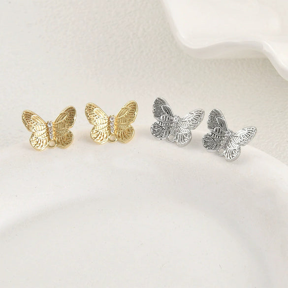 Wholesale Copper Butterfly Hanging Earrings Electroplated Handmade Ear Jewelry Accessories