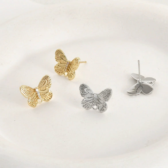 Wholesale Copper Butterfly Hanging Earrings Electroplated Handmade Ear Jewelry Accessories