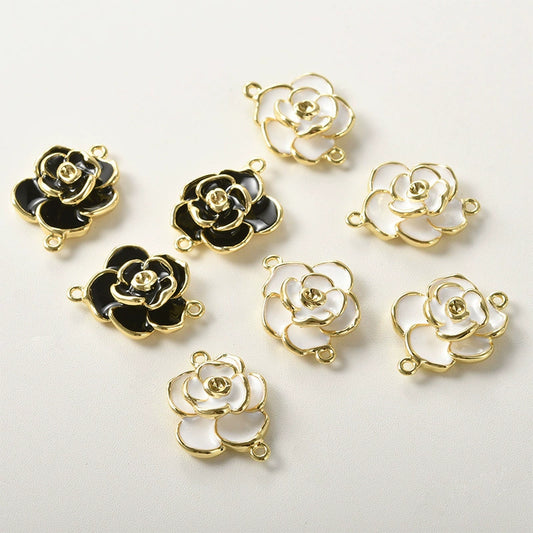 Wholesale Copper Camellia Shaped Beaded Necklace And Bracelet Accessories Material With Electroplating