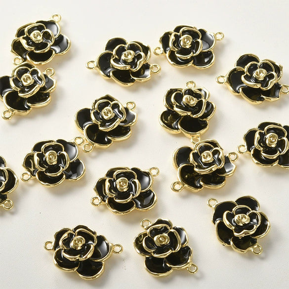Wholesale Copper Camellia Shaped Beaded Necklace And Bracelet Accessories Material With Electroplating