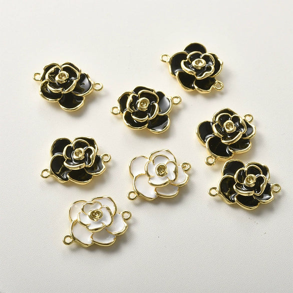 Wholesale Copper Camellia Shaped Beaded Necklace And Bracelet Accessories Material With Electroplating