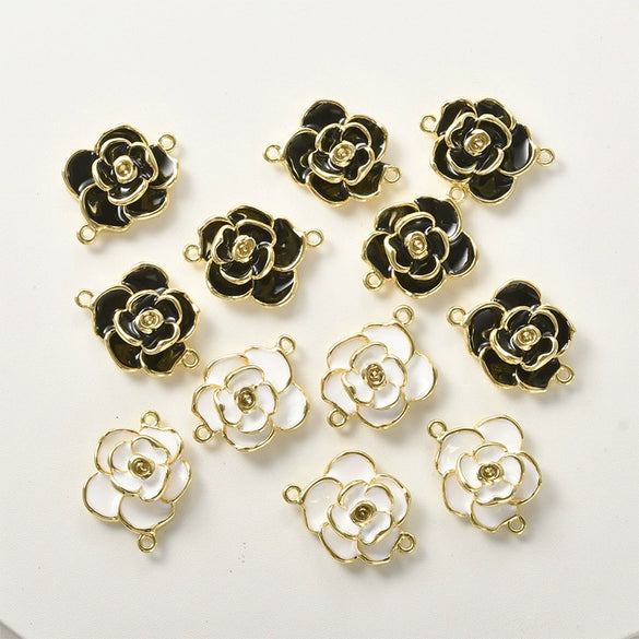 Wholesale Copper Camellia Shaped Beaded Necklace And Bracelet Accessories Material With Electroplating