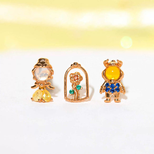 Wholesale Copper Cartoon Character Inlaid Zircon Threepiece Earrings Suit