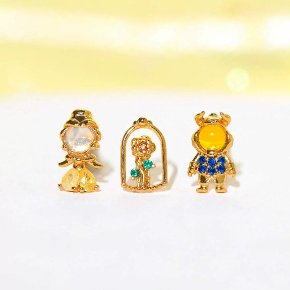 Wholesale Copper Cartoon Character Inlaid Zircon Threepiece Earrings Suit