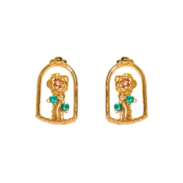 Wholesale Copper Cartoon Character Inlaid Zircon Threepiece Earrings Suit