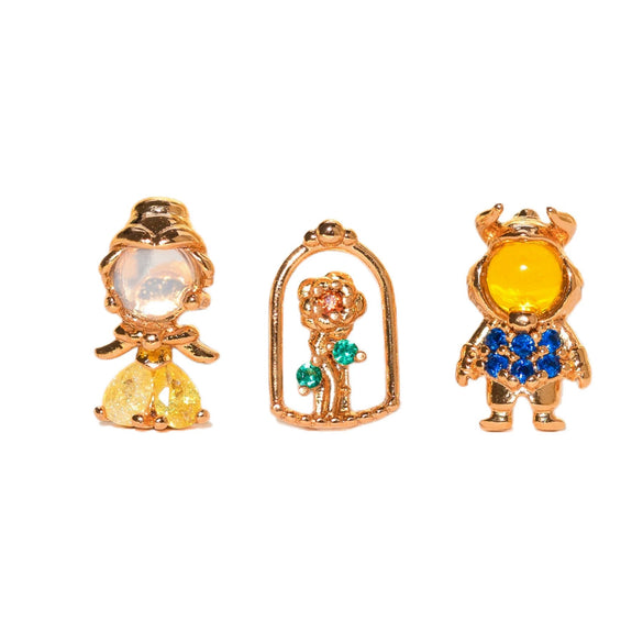 Wholesale Copper Cartoon Character Inlaid Zircon Threepiece Earrings Suit