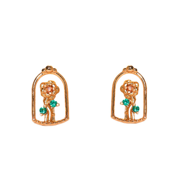 Wholesale Copper Cartoon Character Inlaid Zircon Threepiece Earrings Suit
