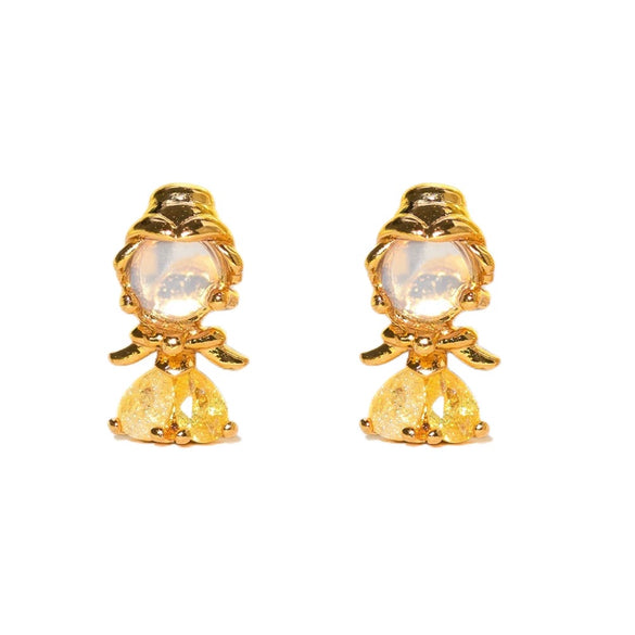 Wholesale Copper Cartoon Character Inlaid Zircon Threepiece Earrings Suit