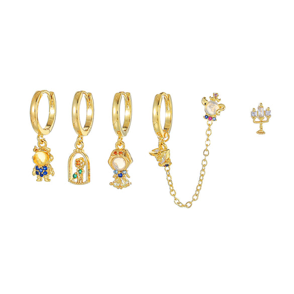 Wholesale Copper Cartoon Characters Animals Zodiac Zircon Tassel Earrings For Women