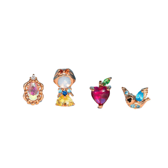 Wholesale Copper Cartoon Characters Zircon Inlaid Fantasy Fairy Tale Character Earrings Set Jewelry