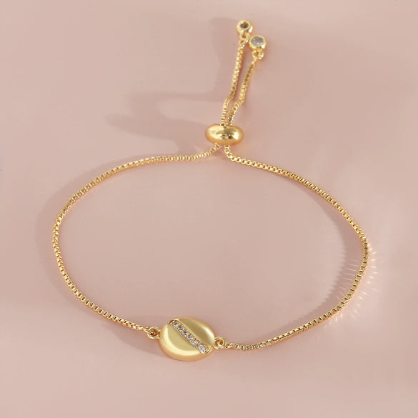 Wholesale Copper Coffee Bean Simple Fashionable Drawstring Electroplated Adjustable Women's Bracelet