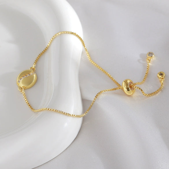 Wholesale Copper Coffee Bean Simple Fashionable Drawstring Electroplated Adjustable Women's Bracelet