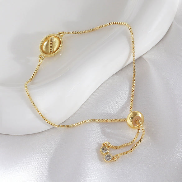 Wholesale Copper Coffee Bean Simple Fashionable Drawstring Electroplated Adjustable Women's Bracelet