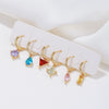 Wholesale Copper Color Geometric Microinlaid Colorful Zircon Ear Buckle Set For Women