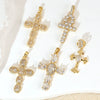 Wholesale Copper Cross Necklace Pendant With Geometric Letters Numbers Text Pattern And Zirconia Design
