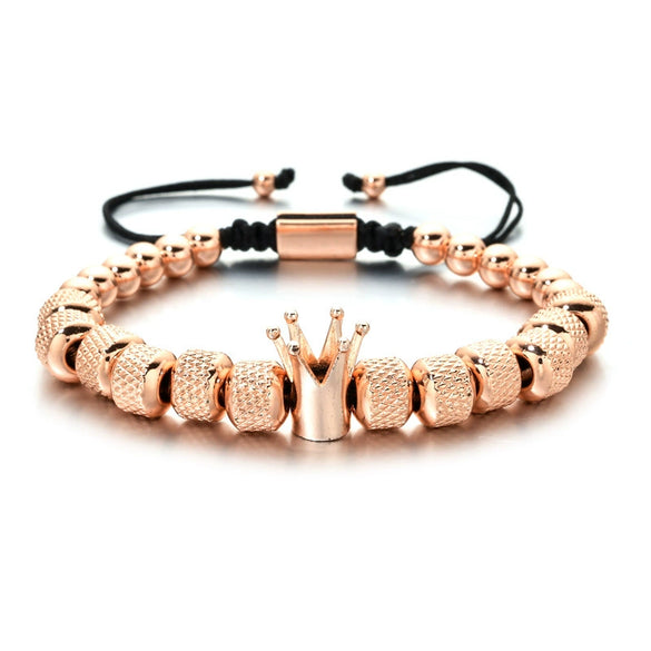 Wholesale Copper Crown Beaded Pineapple Braided Adjustable Unisex Bracelet With Electroplating