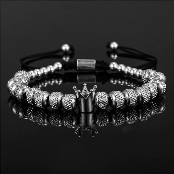 Wholesale Copper Crown Beaded Pineapple Braided Adjustable Unisex Bracelet With Electroplating