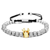 Wholesale Copper Crown Beaded Pineapple Braided Adjustable Unisex Bracelet With Electroplating