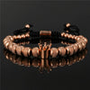 Wholesale Copper Crown Beaded Pineapple Braided Adjustable Unisex Bracelet With Electroplating